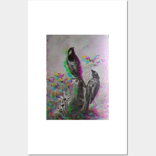 Antique Glitch Birbs Posters and Art